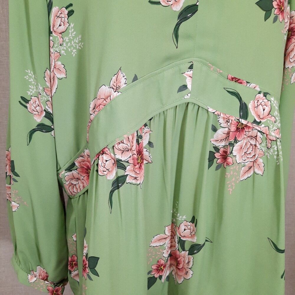 LOFT Babydoll Peasant Top Size Medium Empire CottageCore Boho Chic Floral Green - Picture 8 of 15